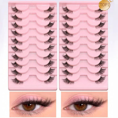 💫 Faux-cils demi-bande GROINNEYA — Effet naturel et regard félin irrésistible