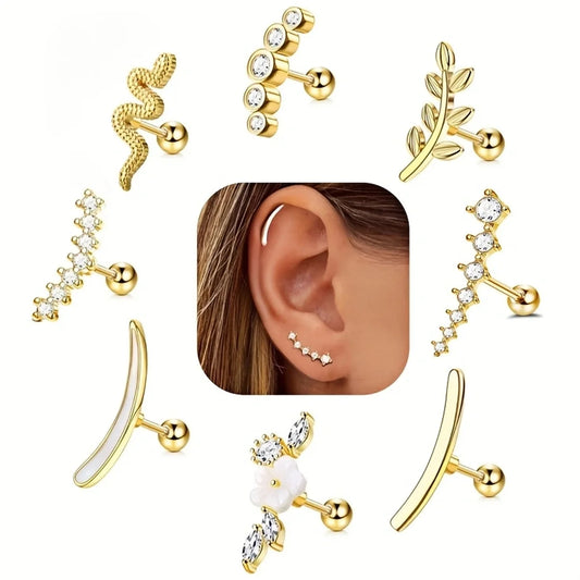💎 Boucles d’oreilles en acier inoxydable 16G à vis – Zircon scintillant pour femme (lot de 2)