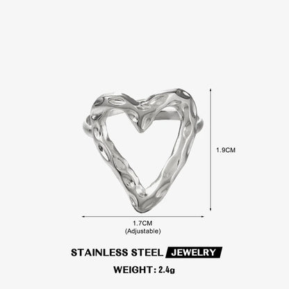 Bague cœur dorée en acier inoxydable