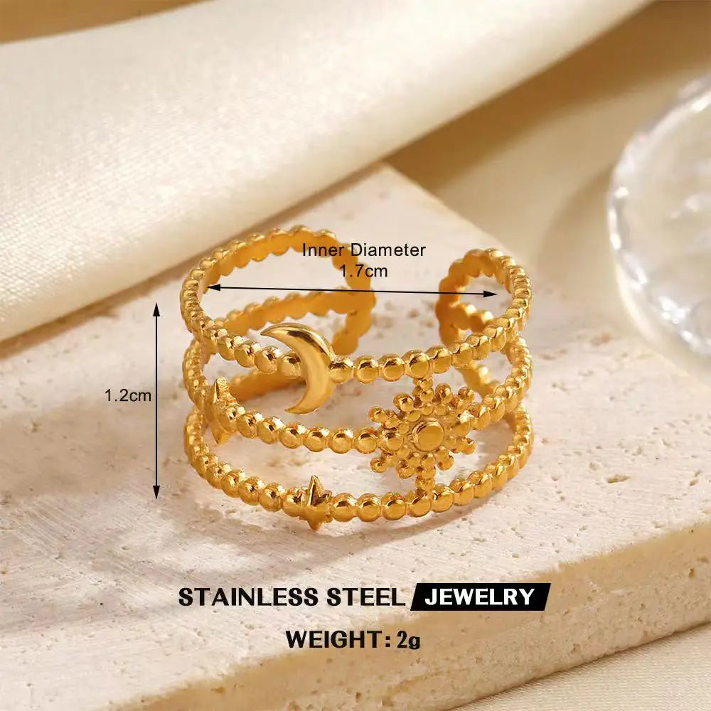 Bague cœur dorée en acier inoxydable