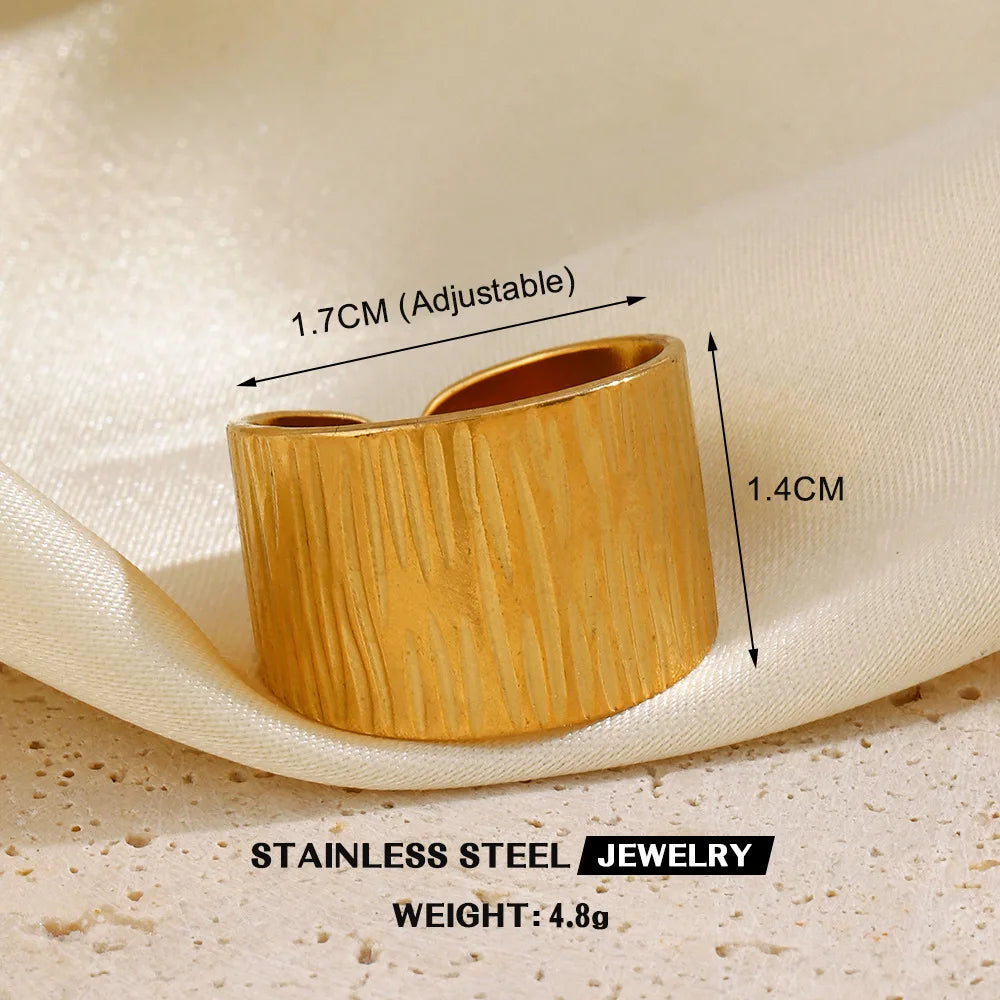 Bague cœur dorée en acier inoxydable