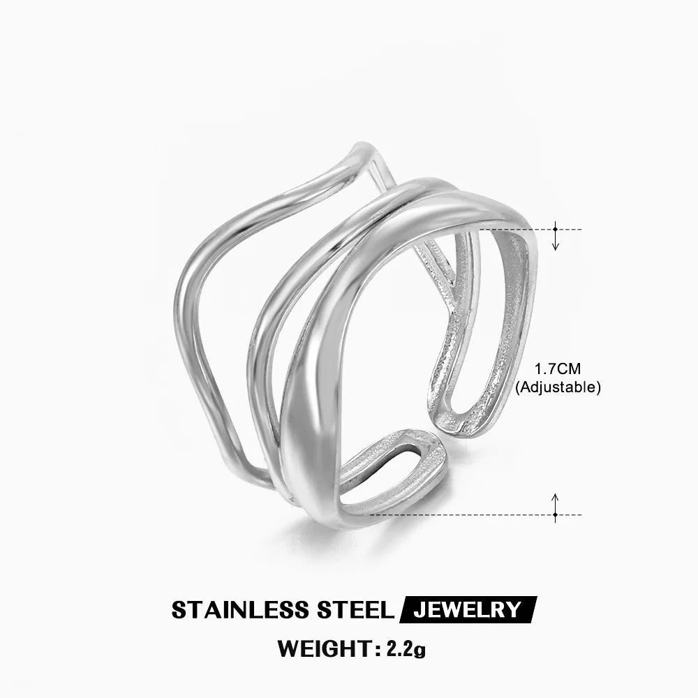 Bague cœur dorée en acier inoxydable